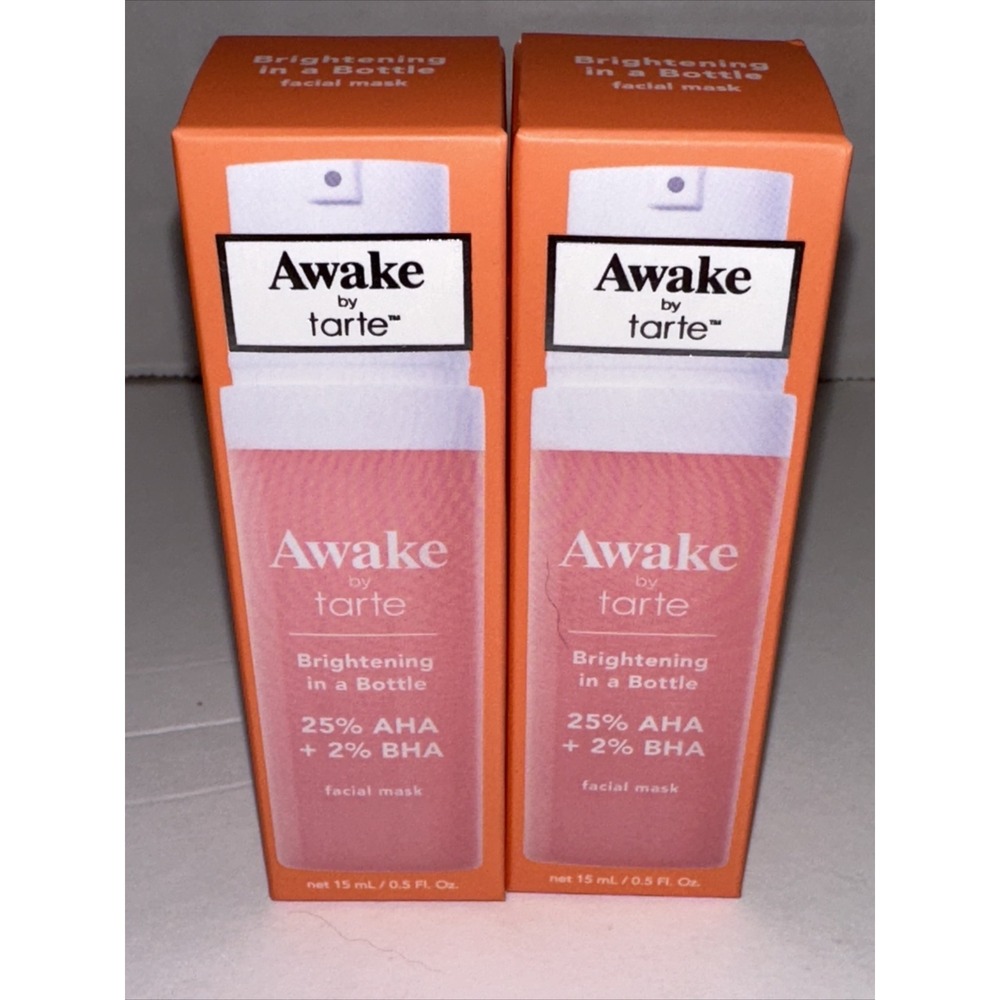 Awake by Tarte Brightening in a Bottle Facial Mask 25% AHA 2% BHA 15ml Lot of 2